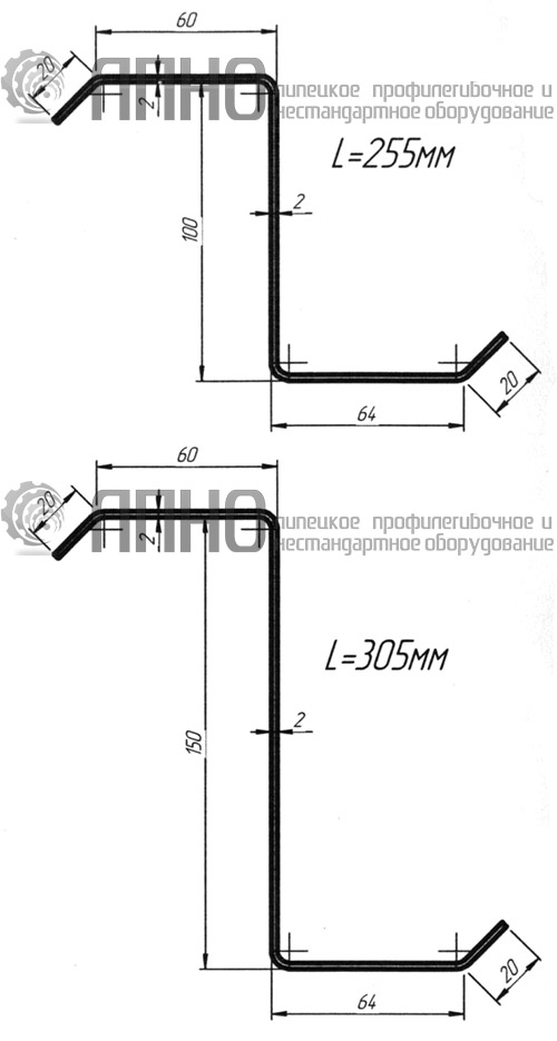 Чертеж ЛСТК профилей - Z-образные