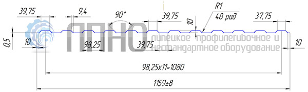 Чертеж профиля С10.40